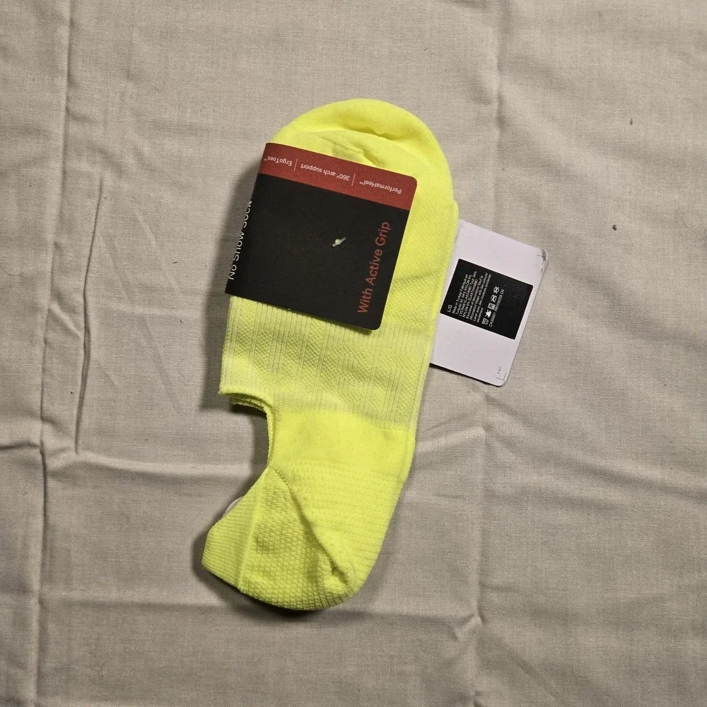 NWT Lululemon Performance Women's Power Stride No Show Socks Large Neon Green
